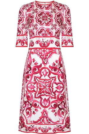 Dolce & Gabbana Mujer Midi - Vestido midi con estampado Mayólica