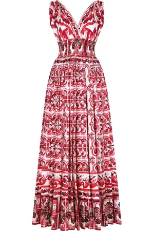 Dolce & Gabbana Vestido largo con estampado Mayólica
