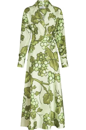 Etro Vestido de seda con frutas estampadas