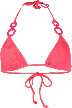Moschino Top de bikini triangular con logo