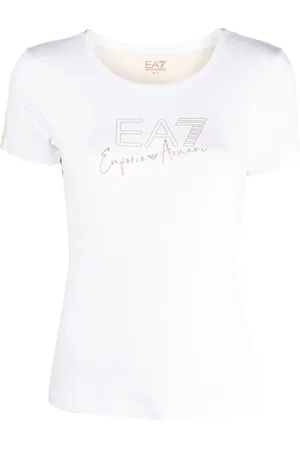 EA7 Playera con logo estampado y cuello redondo