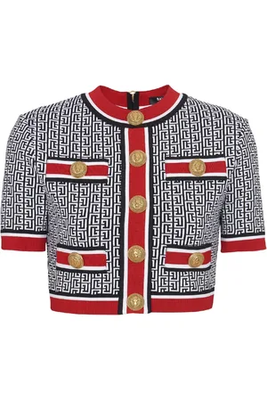 Balmain Top tejido corto con monograma