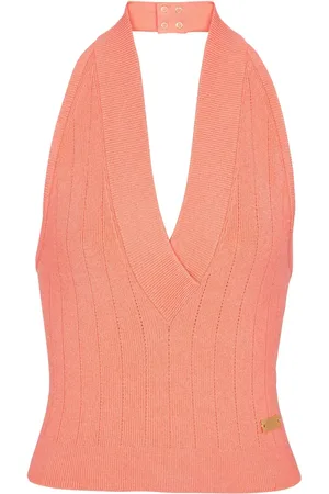 Balmain Top tejido con cuello halter