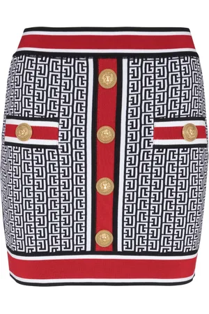 Balmain Falda corta tejida con monograma