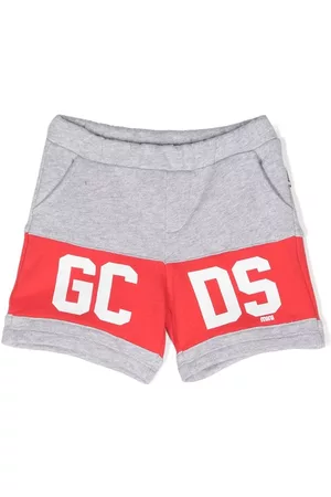 GCDS Shorts - Melange-effect logo-print shorts