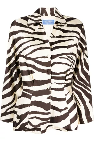 MUGLER Chamarra de seda con estampado de cebra