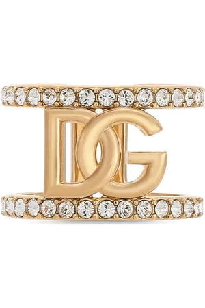 Dolce & Gabbana Anillo con detalles de cristal y placa del logo