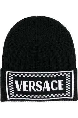 VERSACE Gorro tejido con logo en intarsia