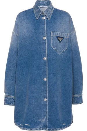 Prada Camisa de mezclilla con logo triangular
