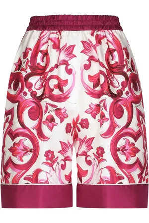 Dolce & Gabbana Shorts de seda con estampado Mayólica