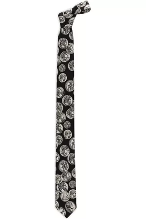 Dolce & Gabbana Hombre Pajaritas - Corbata de seda con monedas estampadas