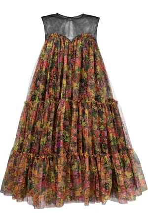 Serafini Vestido a capas con estampado floral
