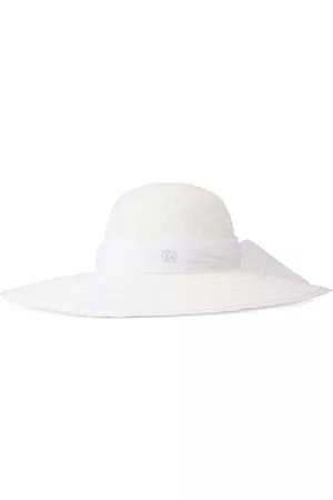 Le Mont St Michel Mujer Sombreros - Blanche floral-embroidered sun hat