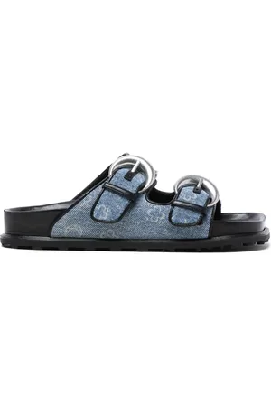 Marine Serre Sandalias con doble hebilla y monogram estampado