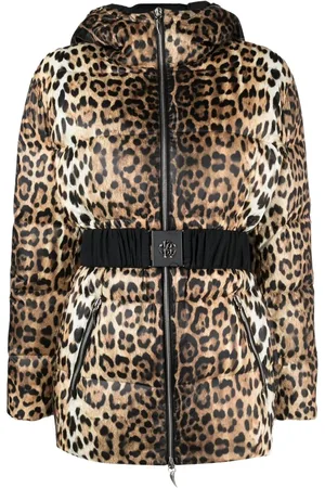 Roberto Cavalli Chamarra capitonada con estampado de leopardo