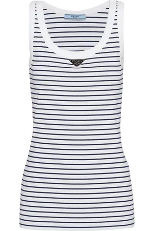 Prada Camiseta tejida de canalé con motivo de rayas