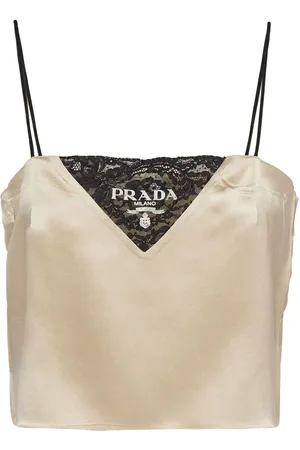 Prada Top satinado con ribete de encaje