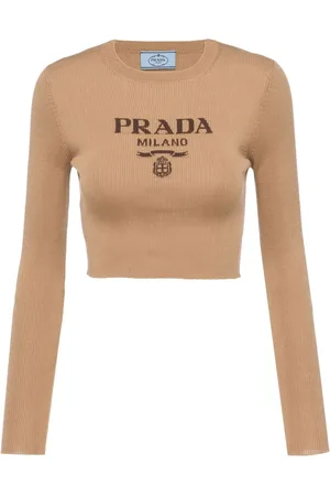 Prada Top tejido de intarsia con logo