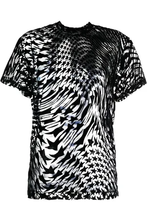 MUGLER Playera de malla con estrella estampada