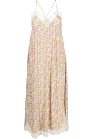 Zadig & Voltaire Vestido largo con estampado floral y ribete de encaje