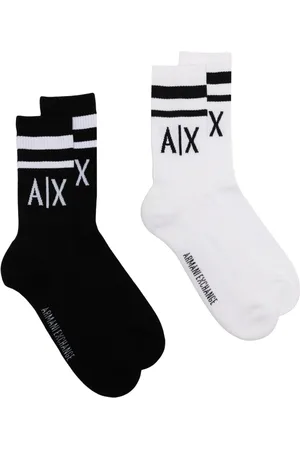 Armani Exchange Pack de dos pares de calcetines tejidos de canalé con logo