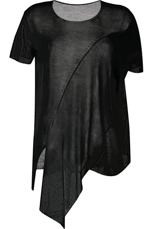YOHJI YAMAMOTO Playera semitransparente con diseño asimétrico