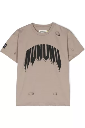 Nununu Playeras originales - Logo-print distressed-finish T-shirt