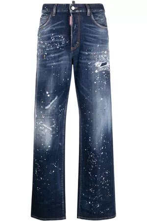 Dsquared2 Mujer Rectos - Paint splatter-detail washed denim jeans