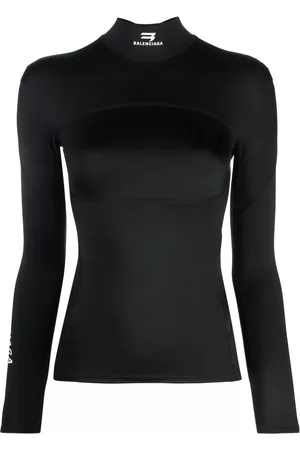 Balenciaga Mujer Estampados - Logo-print funnel-neck top