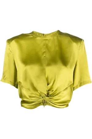 Gestuz Top de seda corto con cuello redondo