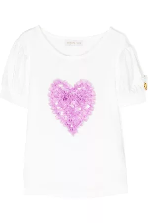 Angels Face Niña y chica adolescente Playeras originales - Ruffled-heart round-neck T-shirt