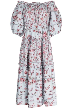 Marchesa Rosa Mujer Strapless y off shoulder - Ayana floral-print off-shoulder midi dress