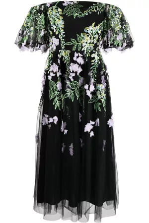 Marchesa Notte Mujer Vestidos Estampados y Floreados - Floral-embroidered off-shoulder midi dress