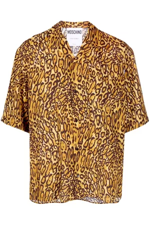 Moschino Hombre Camisas de leopardo - Camisa manga corta con estampado de leopardo