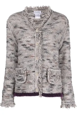 CHANEL Cárdigan con detalle de flecos y cinturón 1999