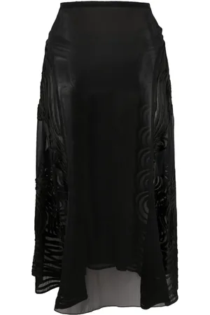 Jean Paul Gaultier Falda de seda con apliques 2000