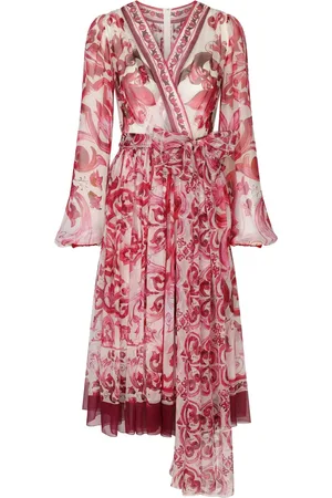 Dolce & Gabbana Vestido de seda con estampado gráfico
