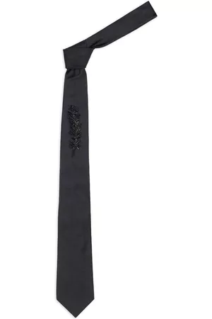 Alexander McQueen Hombre Pajaritas - Corbata de seda con mostacilla
