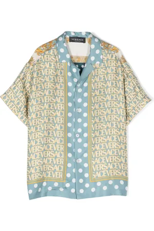 VERSACE Camisa de seda con Versace en toda la pieza