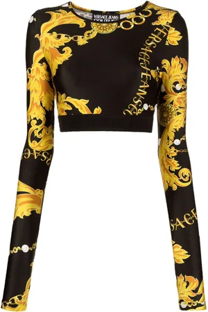 VERSACE Top corto con estampado Barocco