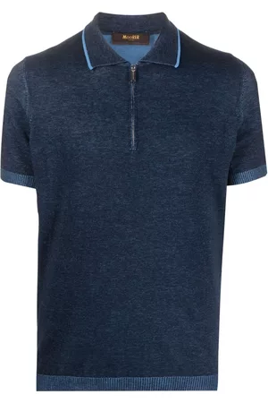MOORER Playera tipo polo tejida con medio cierre