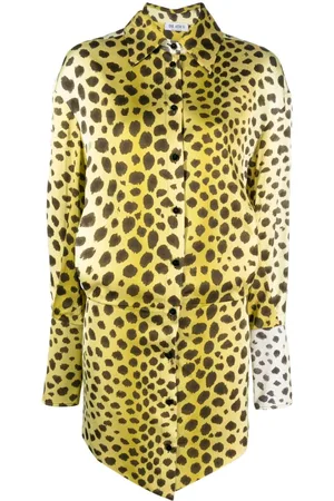 The Attico Vestido camisero con motivo de leopardo