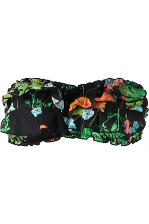 Cynthia Rowley Top de bikini con volantes y estampado floral