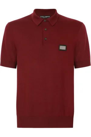 Dolce & Gabbana Playera tipo polo de lana virgen con etiqueta del logo