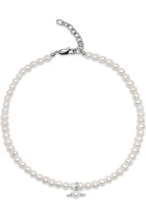 Nialaya Collar de perlas con dije de alas