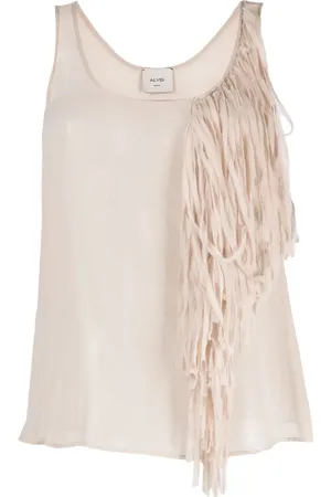 ALYSI Blusa de seda con flecos