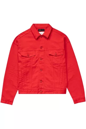 Chamarras Chalecos de mezclilla de color rojo para hombre