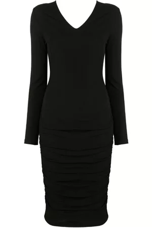 Armani Exchange Mujer Vestidos con cuello en V - Vestido con parche del logo y cuello en V