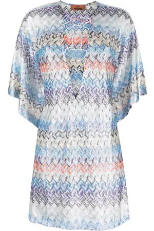 Missoni Mujer De playa - Patterned knit lace-up beach cover-up