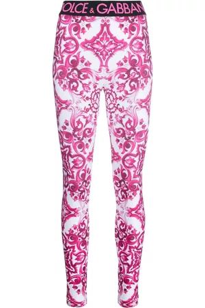 Dolce & Gabbana Mujer Leggings y treggings - Majolica-print high-rise leggings